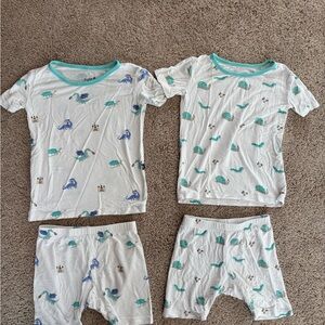 Kyte baby White and Blue dragon and snail Pajama Set 3T